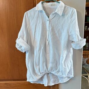 Just Living White Gauze Blouse Medium
